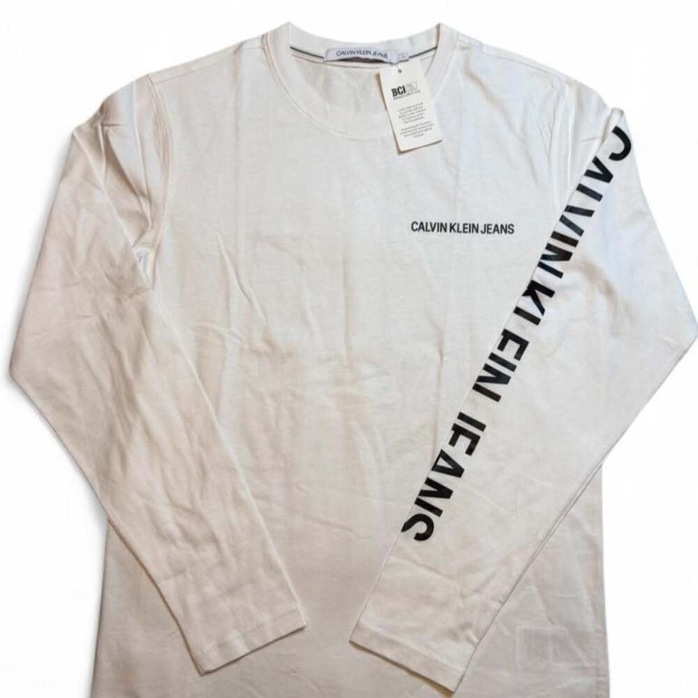 Calvin Klein Jeans White Long Sleeve Logo T-Shirt